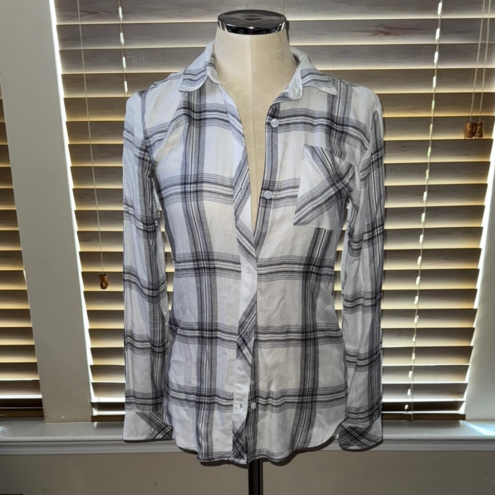 Black and White Plaid Button-Up Shirt